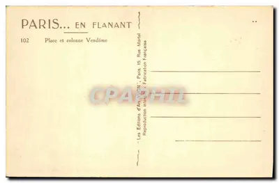 Place Vendôme — Kolumna Vendôme — Wydawnictwo Sztuki YVON, Paryż — Rewers