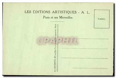 Paris — O Hotel de Ville e o Ponte d'Arcole — A. L. Éditions Artistiques — Verso