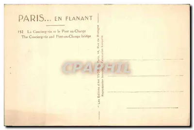 Paris — La Conciergerie i most Pont-au-Change — Wydawnictwo Sztuki YVON — Rewers