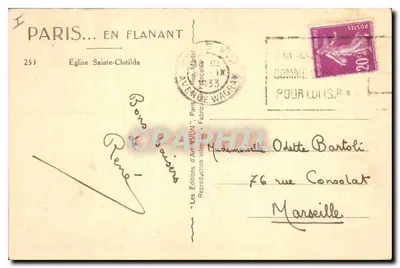 Igreja Santa Clotilde — Paris — Edições de Arte Yvon, n°253 — Verso