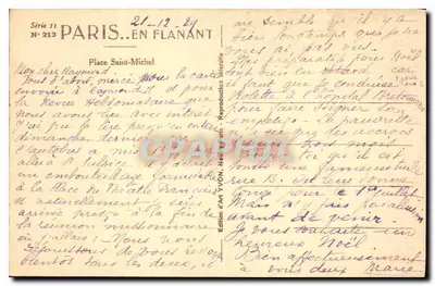 Place Saint-Michel — Paryż — Wydawnictwo Art YVON, seria 11, n° 213 — Rewers