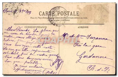 Os Boulevards de Paris — Arco do Triunfo — Editor não visível, número de série não legível — Verso