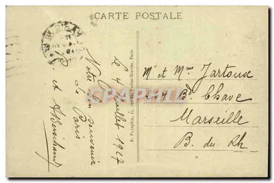 Paryż - La Conciergerie — widok mostu i rzeki — wydawca A. P. Crozatier — Rewers