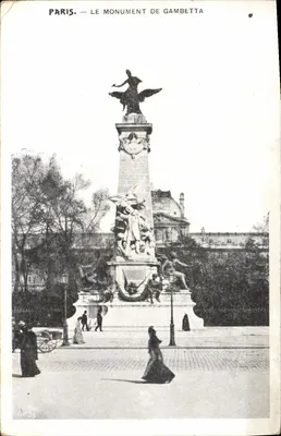 Bilhete postal antigo Paris O Monumento de Gambetta