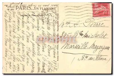 Wnętrze Katedry Notre-Dame — Paryż — Wydawnictwo Art Yvon, nr 205 — Rewers