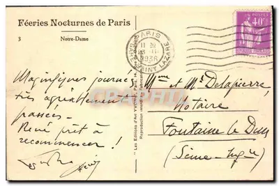 Notre-Dame de Paris — widok nocny — Yvon, n°3 — Rewers