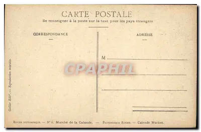 Mercado da Calende — Rouen — Editora Gaillier, N° 6 — Verso