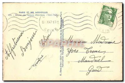 Birza Papierów Wartościowych — Paryż — Wydawnictwo Art Guy — Rewers