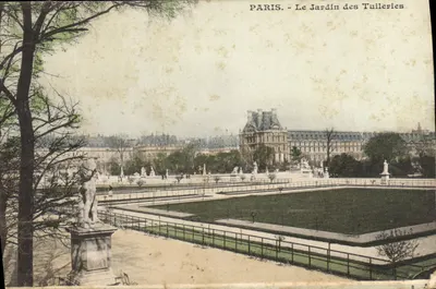 Stara pocztówka Paryż Ogrody Tuileries