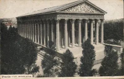 Paris - A Madeleine — vista do templo clássico com colunatas — editor desconhecido, número de série não visível
