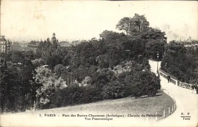 PARYŻ – Park Buttes-Chaumont (Artystyczny) - Szlak Belvederu - Widok Panoramiczny — F. F. Paryż