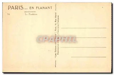 O Panteão — Paris — Edições d'Art Yvon — Verso