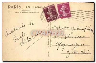 Plaza y Fuente de San Miguel — París — Les Éditions d'Art 'París' n°171 — Reverso