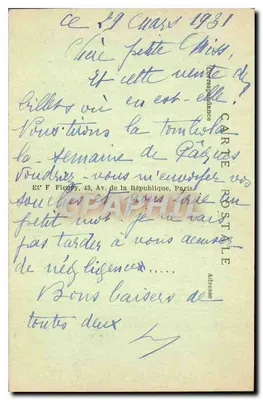 Paryż — Plac Republiki — F.F. Paris — Rewers