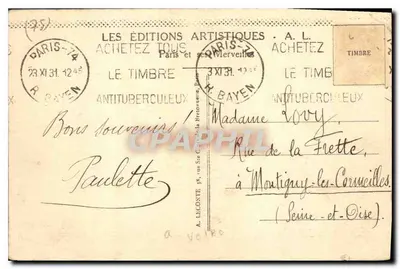 Paryż - Arc de Triomphe — Wydawnictwo Artystyczne A. L. (seria 6) — Rewers