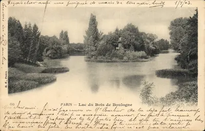 Stara pocztówka Paris Lac du Bois de Boulogne