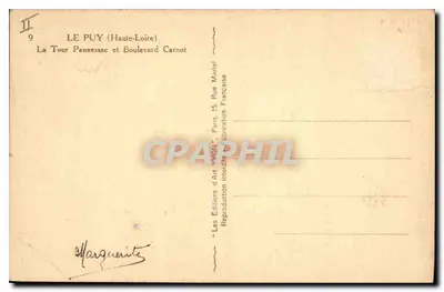 Le Puy (Haute-Loire) — La Tour Pannessac et Boulevard Carnot — Éditeur : Les Éditions d'Art VAVOIX, Paris — Reverso
