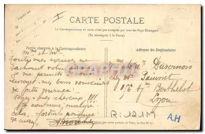 Le Puy — Ogólny widok Teatru i Sądu, Kasyna i Liceum dla Dziewcząt — 'Le Velay Illustré' nr 159 — Rewers