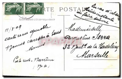 Jovem mulher em vestido dourado — retrato — editor desconhecido, número de série não visível — Verso