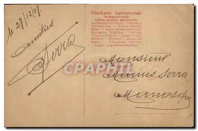 Kobieta w różowej sukni trzymająca kwiaty — S.755-6814 — wydawca nieznany — Rewers