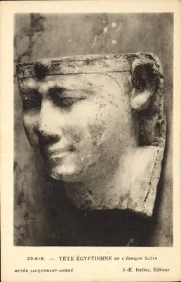 Głowa egipska z okresu saitycznego — Muzeum Jacquemart-André — J.-E. Bulloz, wydawca