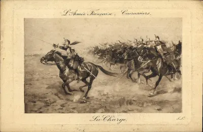 Bilhete postal antigo L'Armee Francaise La Charge