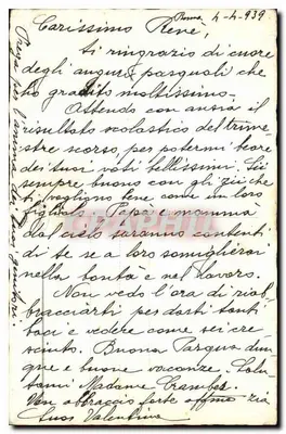 Arranjo de flores e sinos — Boas Páscoas — Carta postal italiana — Verso