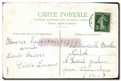 Dois crianças com cesta de flores — Lembrança afetuosa — J.C. France — Verso