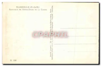 Marseille (B.-du-R.) — Basílica de Nossa Senhora da Guarda — Editor GUY, n° H.196 — Verso