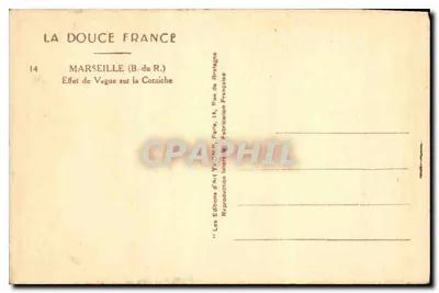 Marseille (B.-du R.) — Efekt Fal na Corniche — Wydawnictwo Artystyczne Yvon, Paryż — Rewers