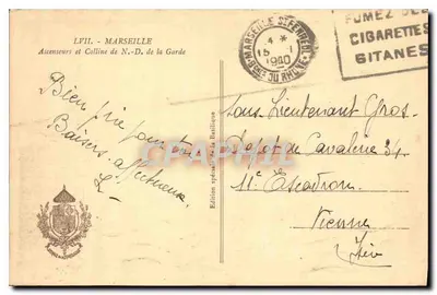 Elevadores e Colina de N.-D. de la Garde — Marselha — Edição especial da Basílica — Verso