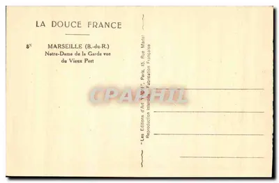 Marselha — Nossa Senhora da Guarda vista do Velho Port — Les Éditions d'Art Y. O. I. Paris — Verso