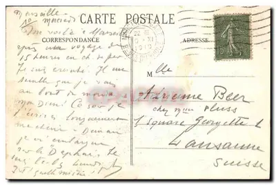Marsylija - La Cannebière — widok ulicy z tramwajem i budynkami — Wydawca EL. nr 149 — Rewers