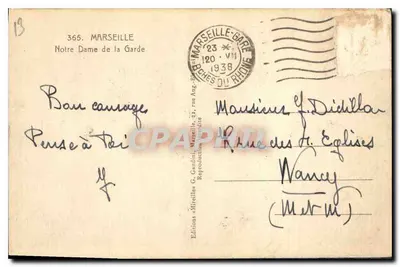 Basilica de Notre-Dame de la Garde — Marsella — Ediciones « Marelle » — Reverso
