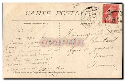 Marseille - Prorok — widok portu i domów na wzgórzu — Wydawnictwo Dook Karty Pocztowej, Dugommier, Marseille — Rewers