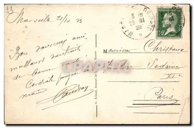 Marseille - Trasa Corniche — widok trasy i portu — wydawca G. Arnaud, Nantes, nr 10 — Rewers
