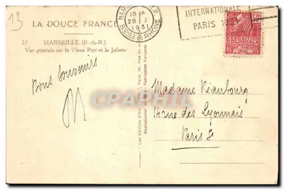Visão geral do Velho Port e da Joliette — Marselha — Edições de Arte 'Velho Paris' n°27 — Verso