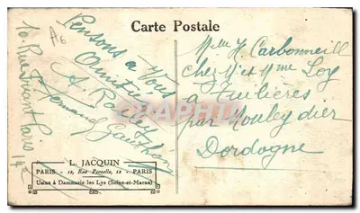 Annecy — vue du château et du port — L. Jacquin, Paris — Verso