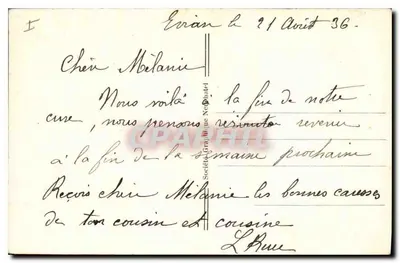 Evian-les-Bains — O Porto — Barco a vapor 'Helvetia' — Sociedade Gravura Nequate — Verso