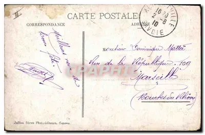 Chamonix — Plano Praz e a Cadeia das Agulhas — J. J. 5986 — Verso