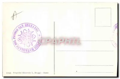 Mały Święty Bernard — La Chanousia — Ogród Botaniczny na 2164 mt. — Mont Blanc 4810 — Wydawca L. Broggi - Aoste — Rewers
