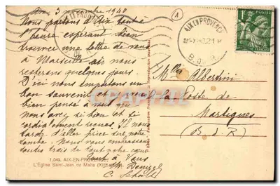 Kościół św. Jana na Malcie — Aix-en-Provence — wydawca Rella — Rewers