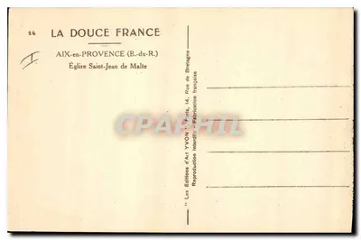 Kościół św. Jana w Malcie — Aix-en-Provence (B.-du-R.) — Wydawnictwo Sztuki YVON — Rewers