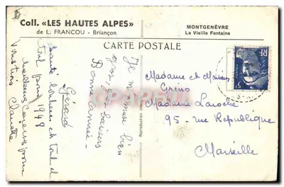 Zamieczony wioska — Montgenèvre — wydawca L. Francou — Rewers
