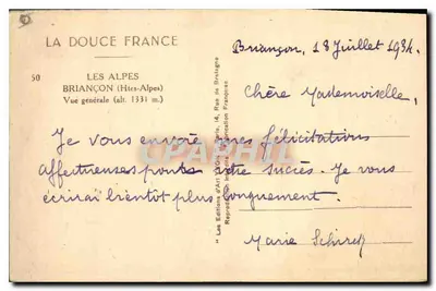 BRIANÇON (Wysokie Alpy) — Ogólny widok (wysokość 1331 m.) — Alpy, La Douce France, n° 50 — Rewers