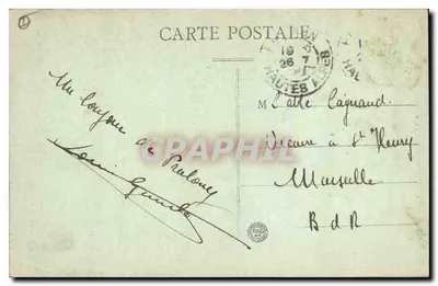 Embrun — Katedra (XI wiek) po prawej stronie, Kaszarnia Lapeyrouse — Lib. Pagni, Embrun — Rewers