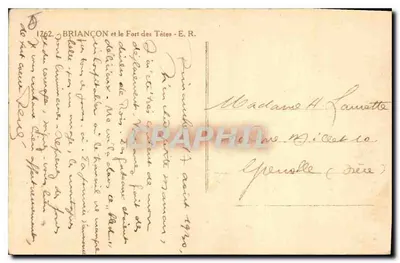 Briançon — Forte das Cabeças — editor E.R. n°1762 — Verso