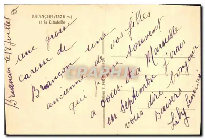 Briançon — ogólny widok z Citadelą — wydawca F. Franchet-Briançon — Rewers