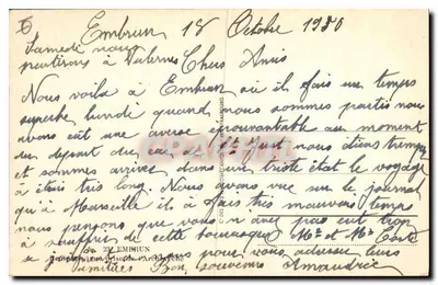 Vista panorâmica de Embrun — montanhas e vale — editor C. DES PAYSANES, n° 23 — Verso