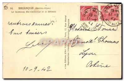 Briançon (Hoog-Alpes) — Het wijk Ste-Catherine en het Mélezin — Les Éditions d'Art Yvon, n°91 — Achterkant